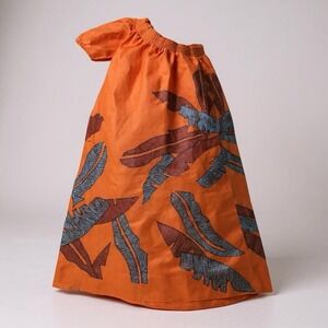 Anthropologie Maeve Orange Cotton Embroidered One Shoulder Maxi Dress Medium